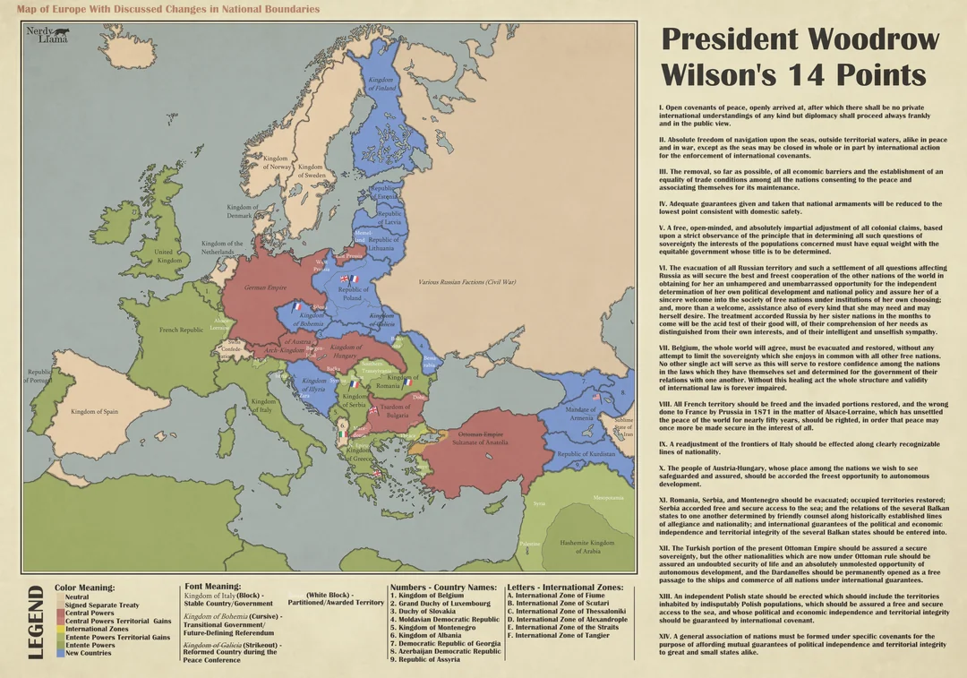President Woodrow Wilson's 14 Points
